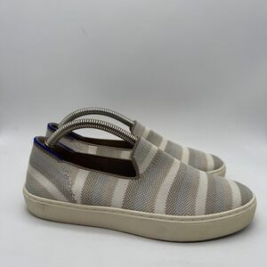 Rothys Knit Striped Slip On Shoes Womens Size 7 Beige White Comfort Sneakers